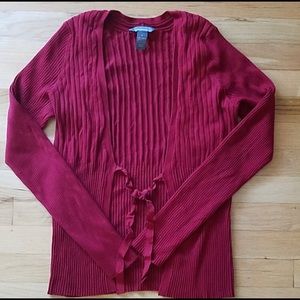 Maroon Ribbed Cardigan 👢🍁